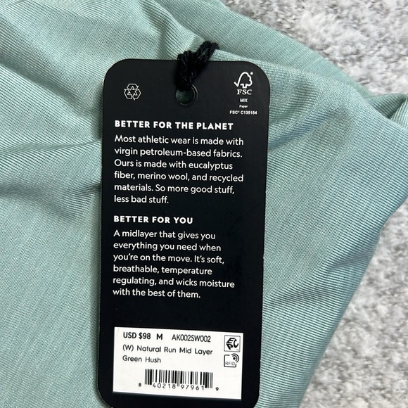 allbirds Natural Run Mid Layer 1/4 zip top $98 Retail in Green Hush NWT - Picture 7 of 10